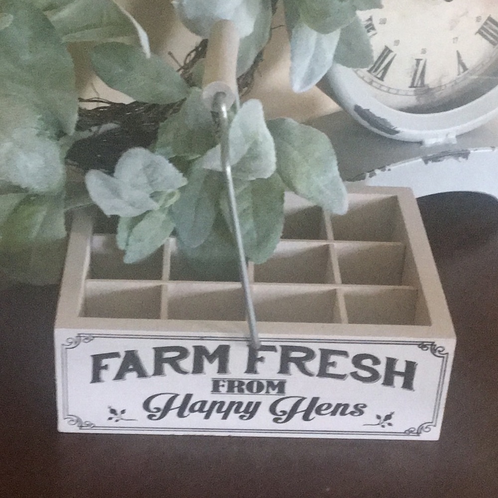 Rustic Modern Farmhouse Hen Egg Carrier Wood Crate - Picture 1 of 5